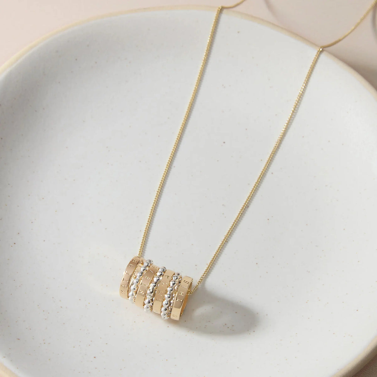 Personalised Slender Gold Hoop Pendant Necklace Soremi Jewellery