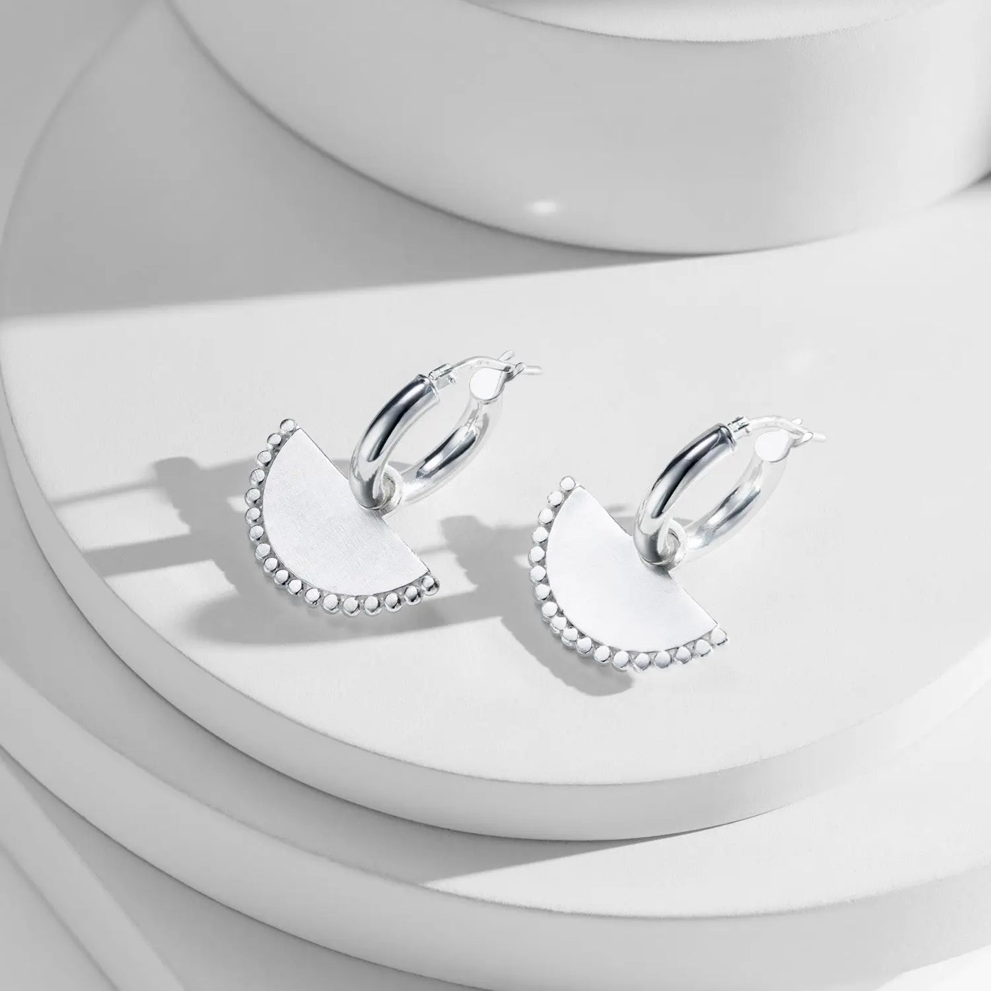 Fan Hoop Earrings Silver Soremi Jewellery