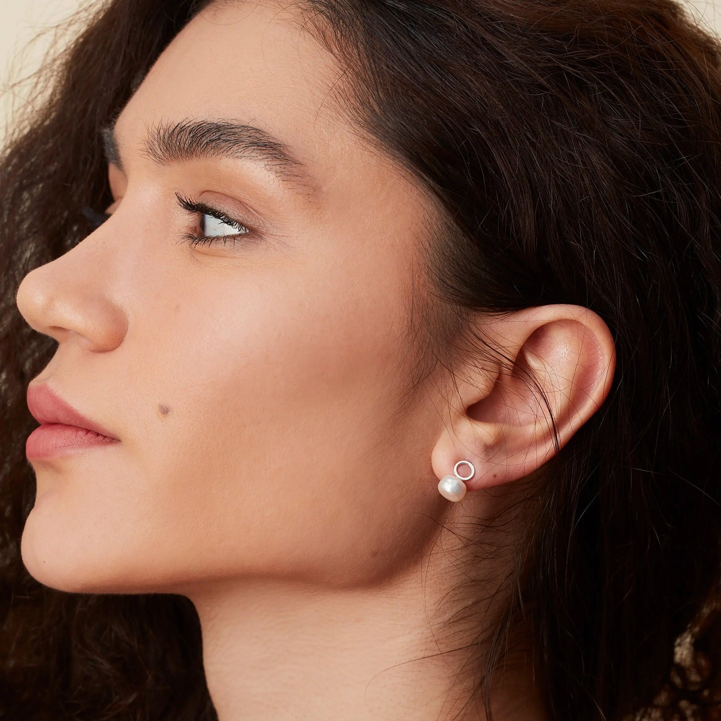 Sterling Silver Circle Studs with Freshwater Pearl Studs Soremi Jewellery