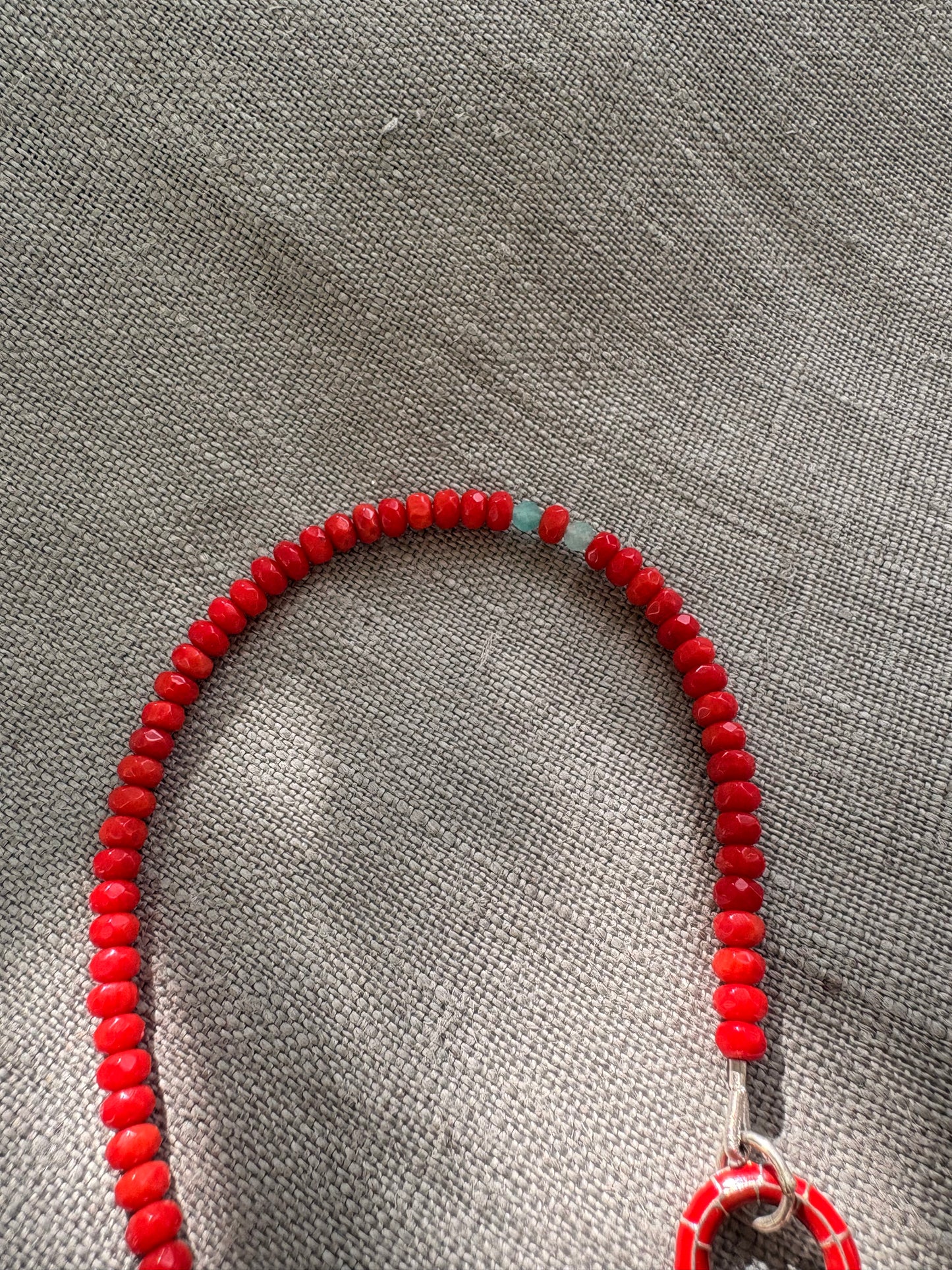 Red Coral Carabiner Necklace Soremi Jewellery