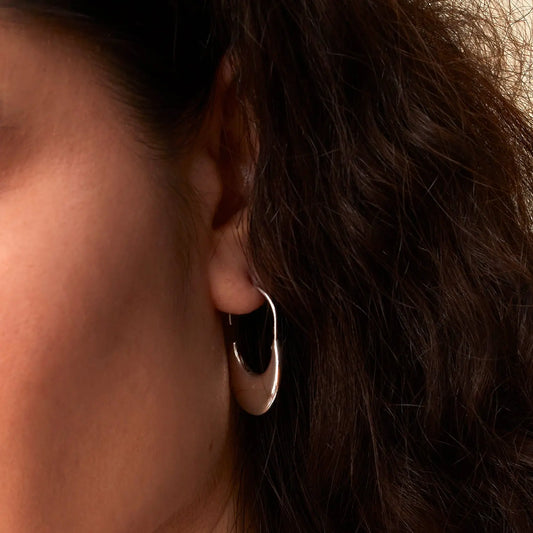 Curved Crescent Hoop Earrings Silver Soremi Jewellery