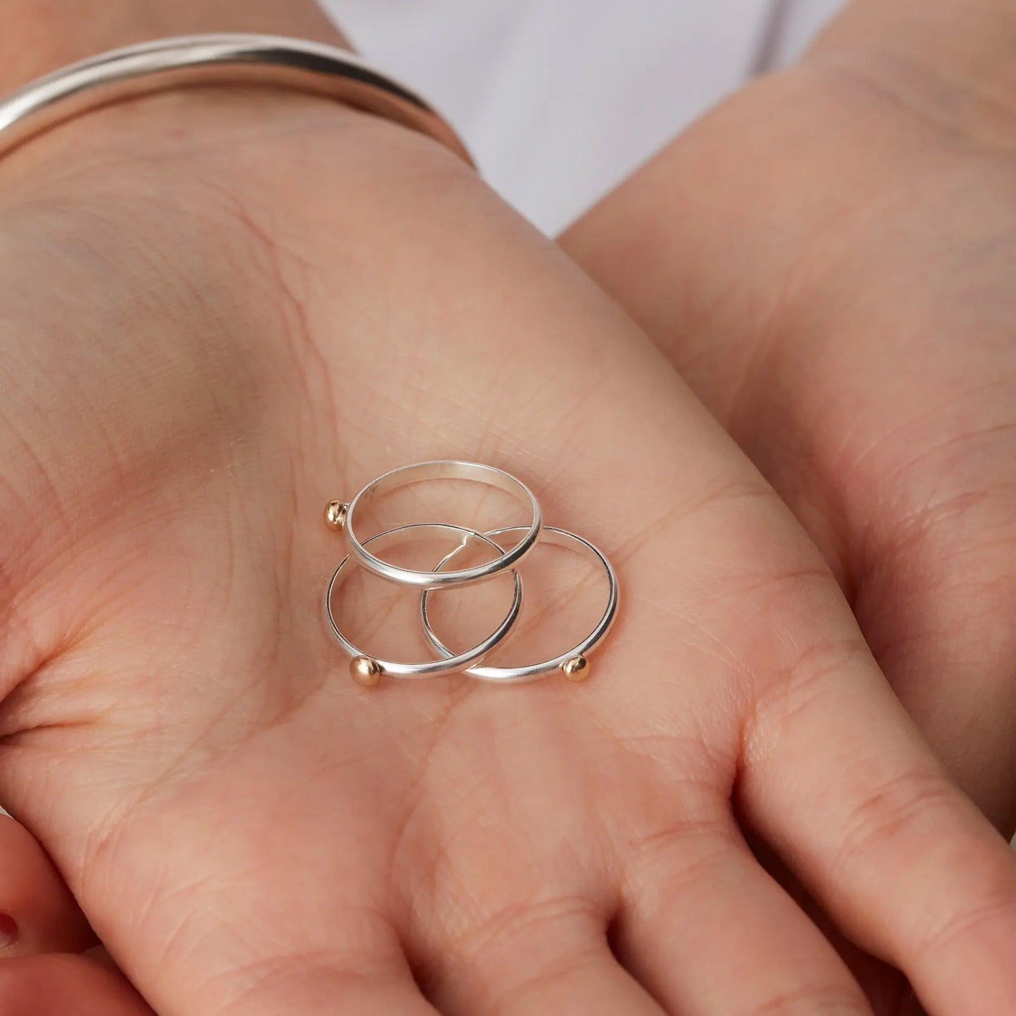 Dot Stacking Ring Silver & 9ct Gold Soremi Jewellery