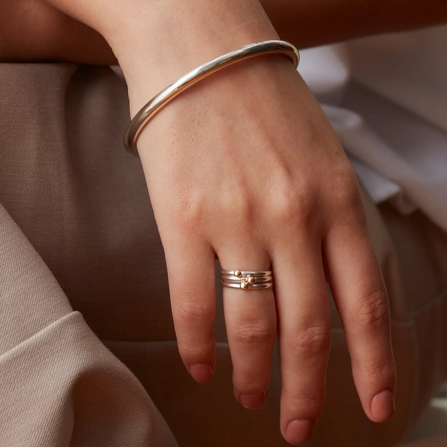 Classic Personalised Sterling Silver Chunky Bangle Soremi Jewellery