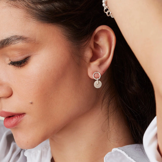 Circle Spinner Hoop Stud Earrings Silver Soremi Jewellery