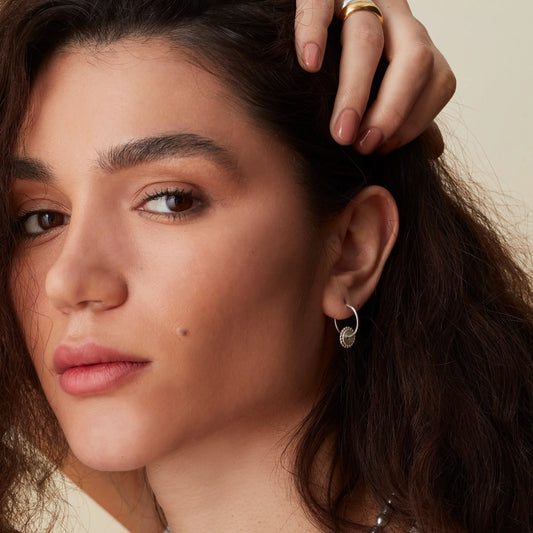 Dotted Spinner Hoop Earrings Silver Soremi Jewellery