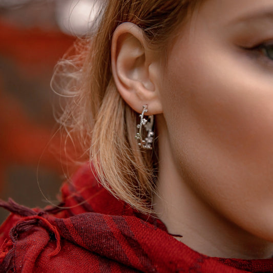 Silver Detailed Hoop Earrings Soremi Jewellery