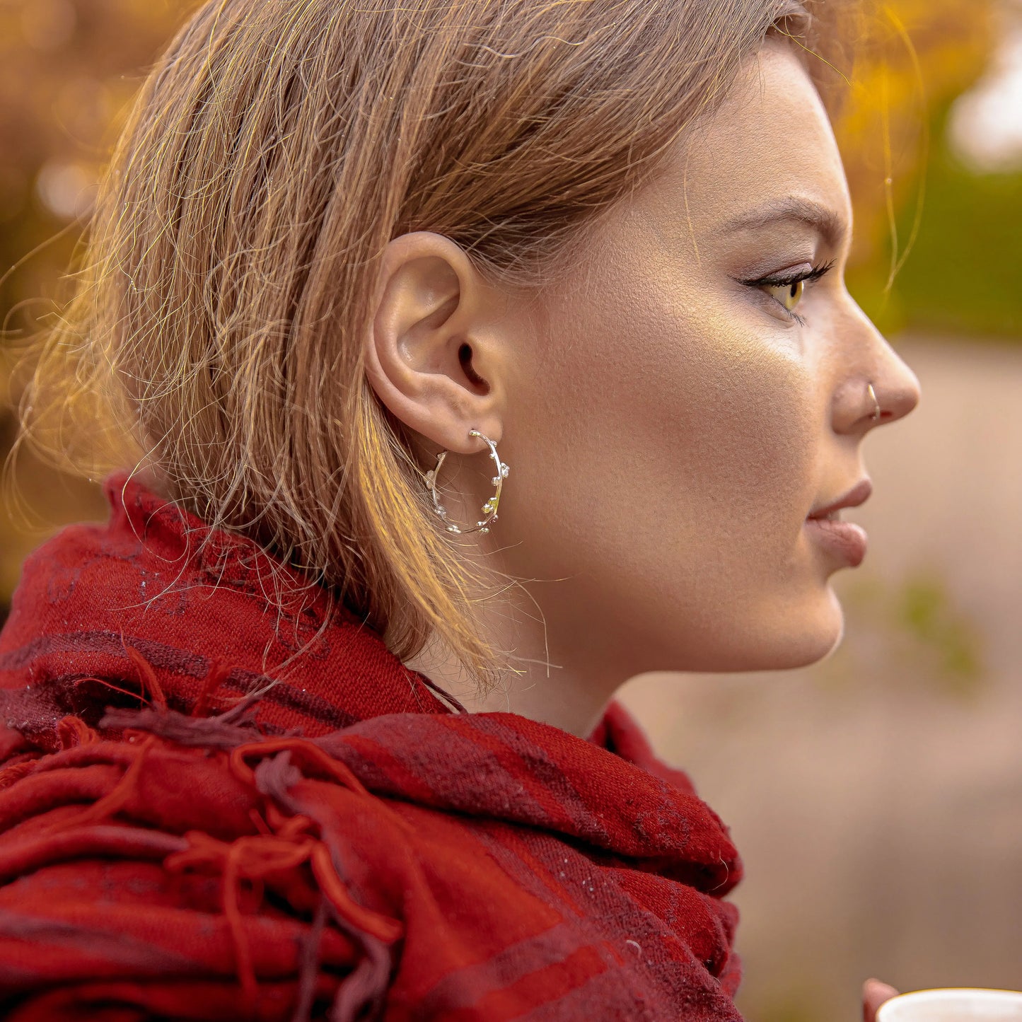 Silver Detailed Hoop Earrings Soremi Jewellery