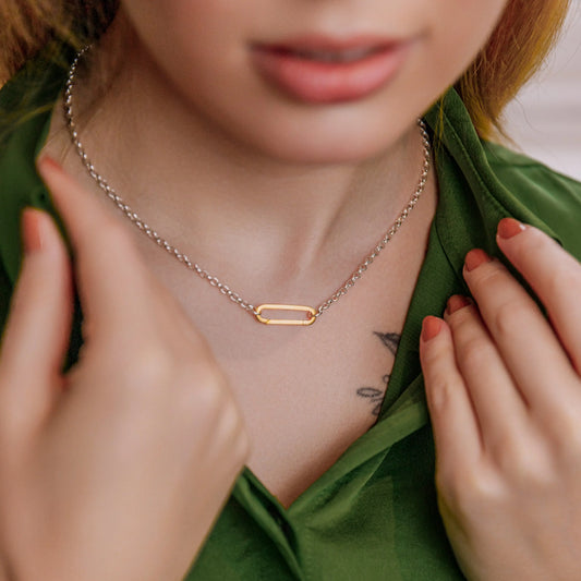Silver & Gold Vermeil Link Necklace Soremi Jewellery