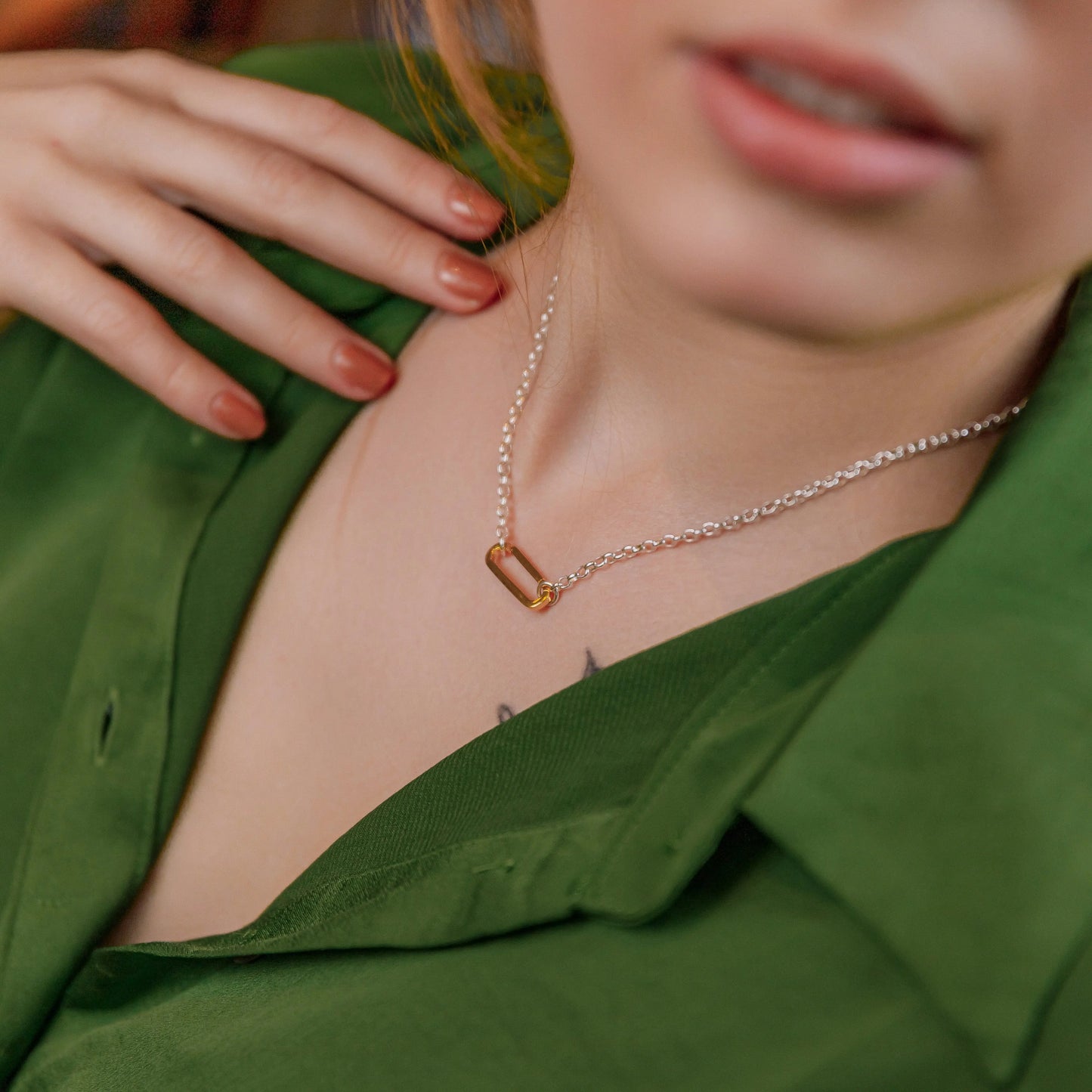 Silver & Gold Vermeil Link Necklace Soremi Jewellery