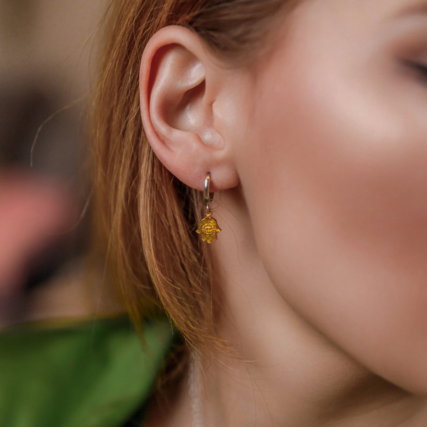 Evil Eye & Hamsa Huggie Hoop Earrings Silver Soremi Jewellery