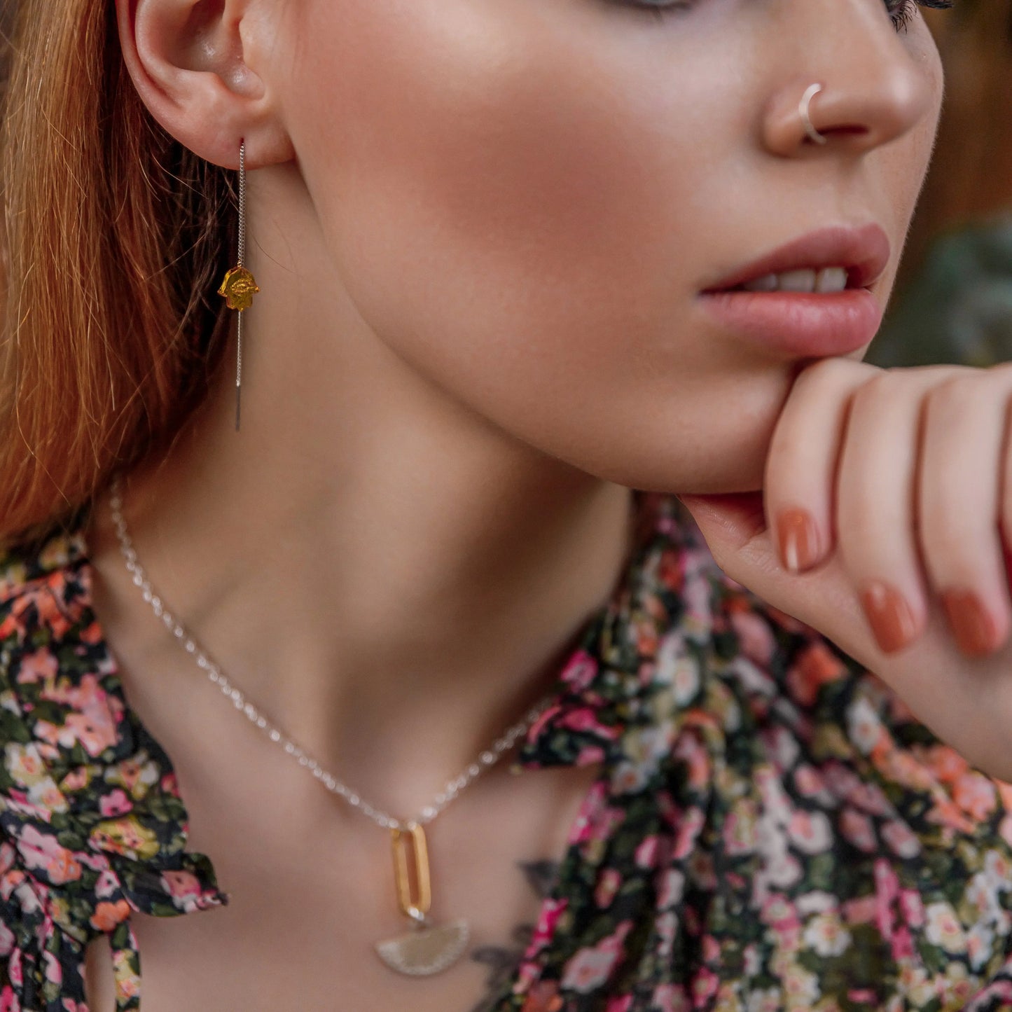 Sterling Silver Evil Eye & Hamsa Thread Earrings Soremi Jewellery