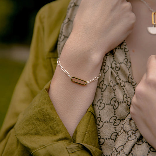 Sterling Silver & Gold Vermeil Link Bracelet Soremi Jewellery