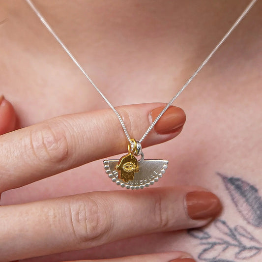 Evil Eye & Hamsa Charm Personalised Necklace Silver Soremi Jewellery