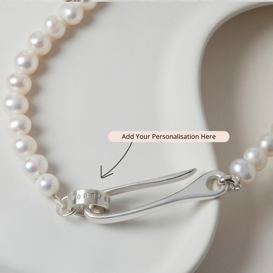 Japanese Fish Hook Necklace with Personalised Hoop