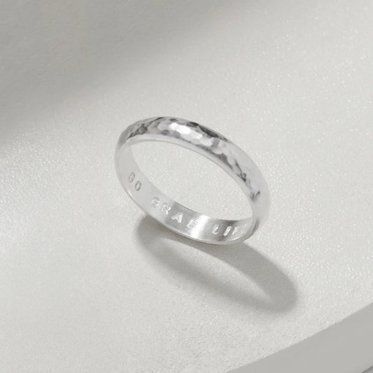 Hammered Silver Medium Dome Ring Soremi Jewellery