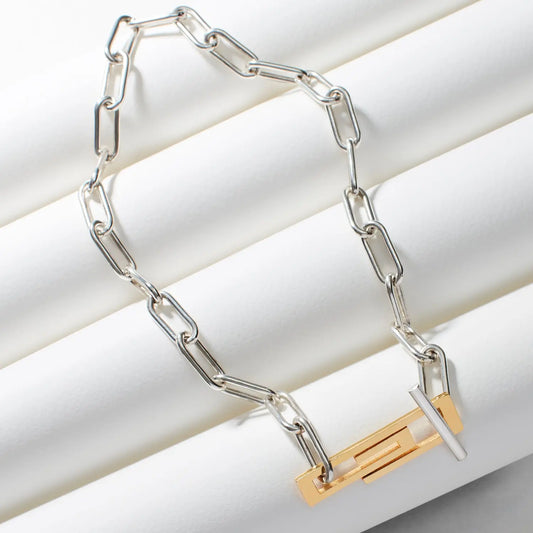 Paperclip Necklace Silver & Gold Vermeil Soremi Jewellery