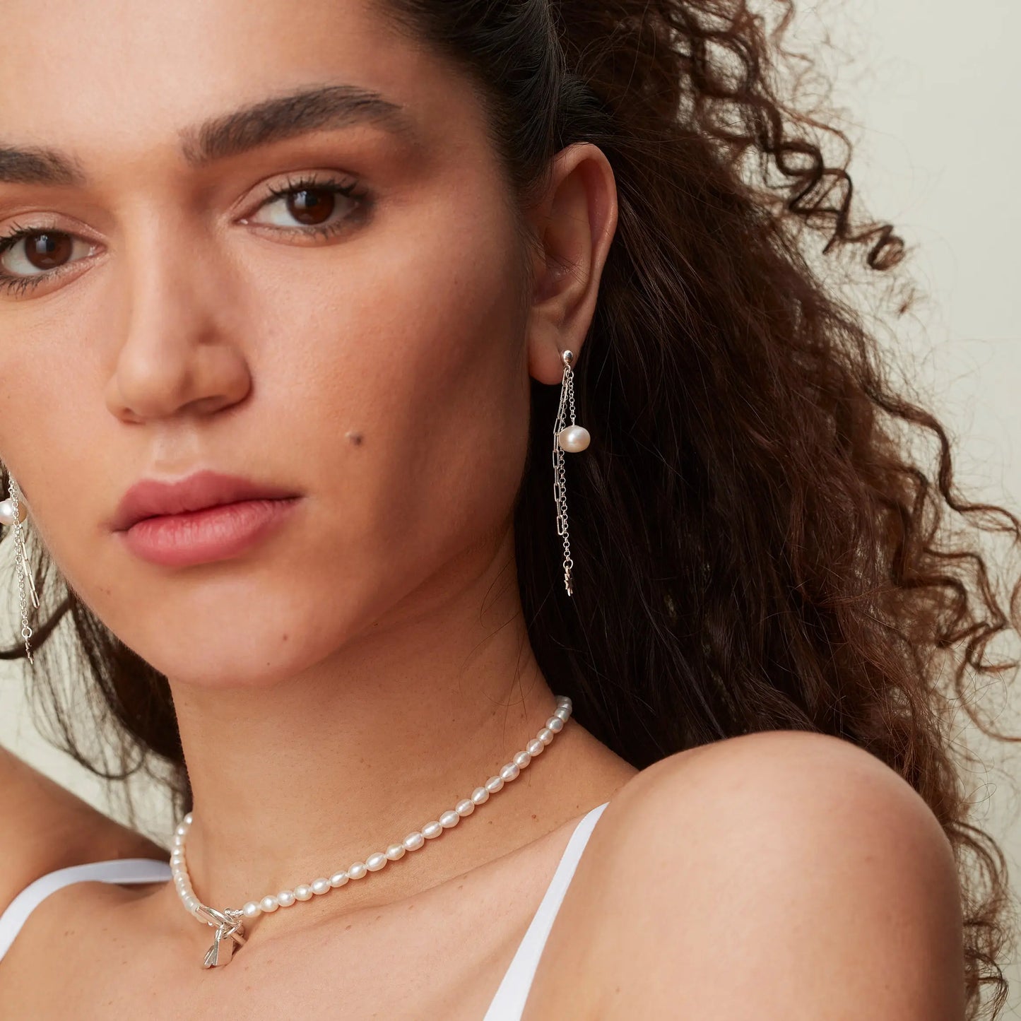 Sterling Silver Pearl & Star Drop Earrings Soremi Jewellery