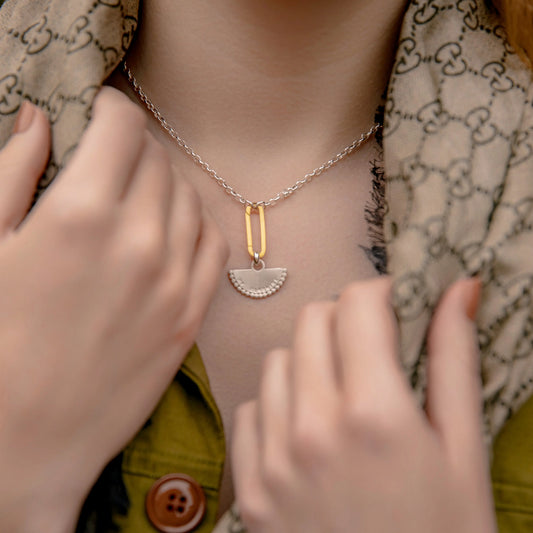 Personalised Gold Link and Fan Charm Necklace Soremi Jewellery