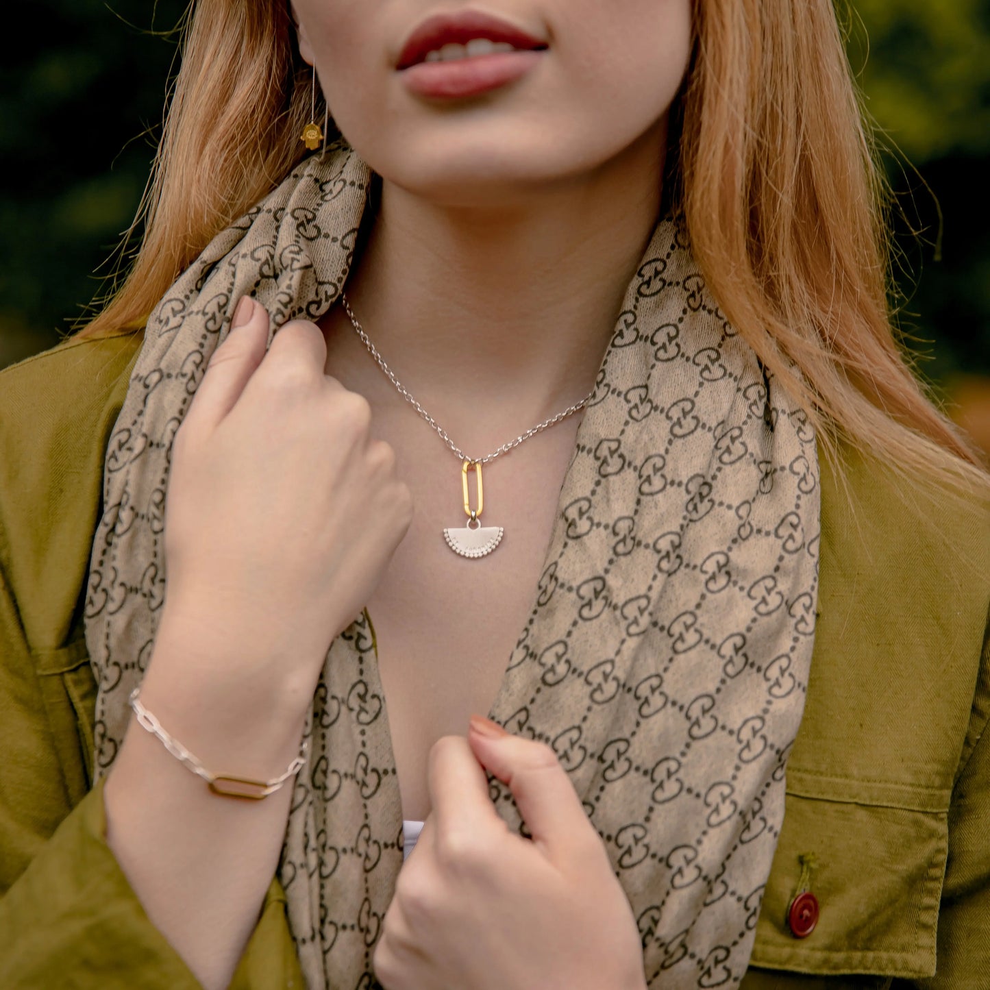 Personalised Gold Link and Fan Charm Necklace Soremi Jewellery
