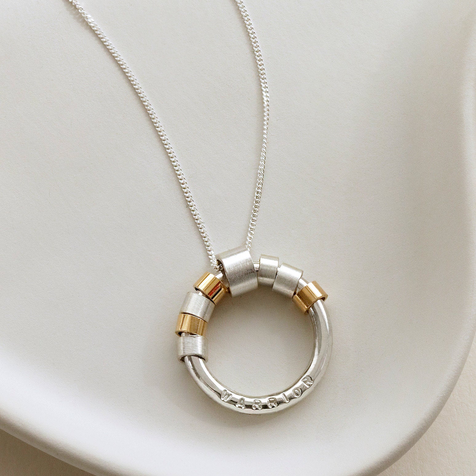 Silver 9ct Gold Beaded Secret Personalised Necklace – Circle