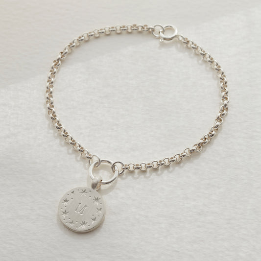 Reversible Zodiac & Initial Charm Bracelet in Sterling Silver