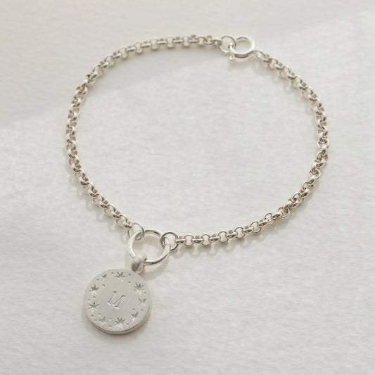 Reversible Zodiac & Initial Charm Bracelet in Sterling Silver Soremi Jewellery