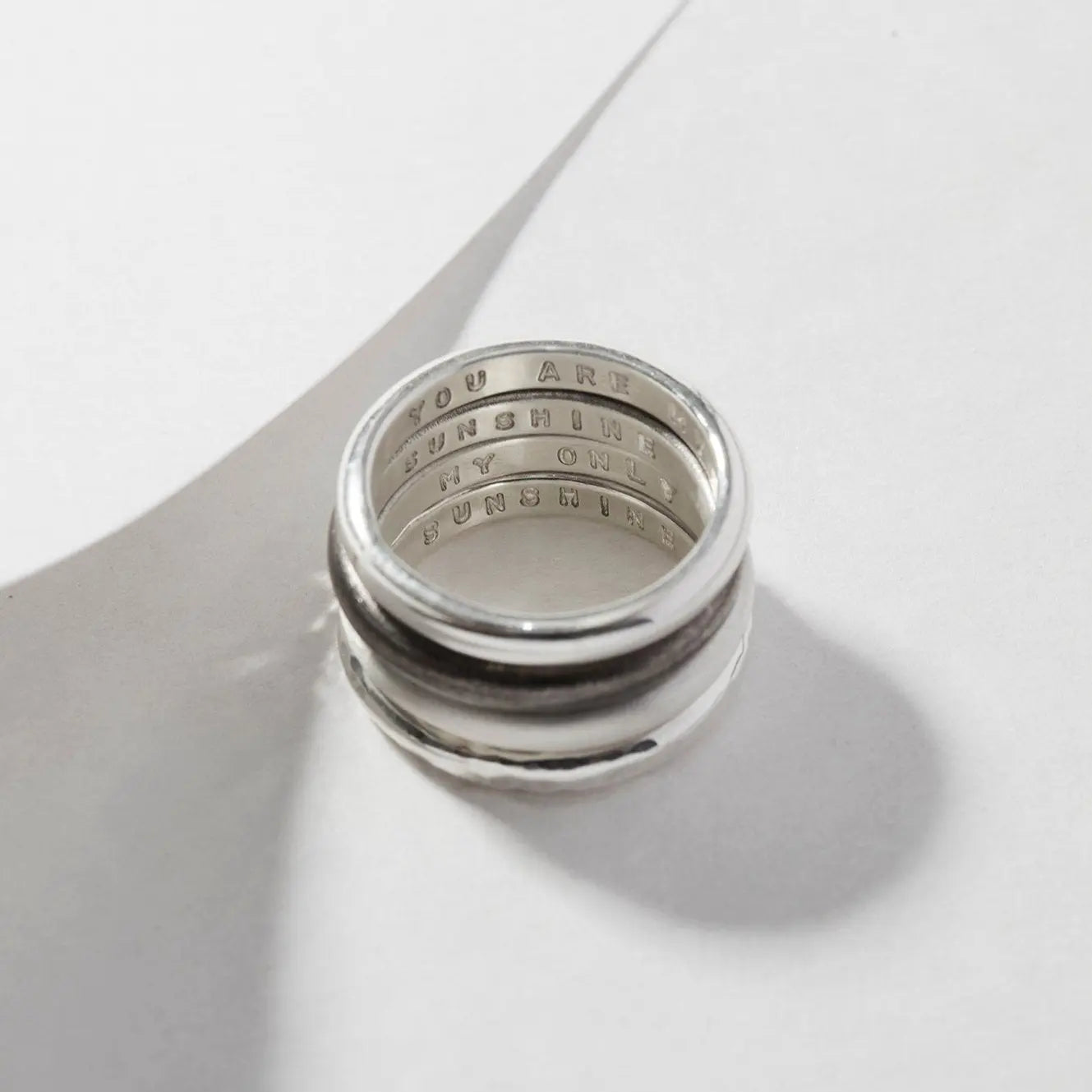 Personalised Silver D-Shape Stacking Ring 3mm Soremi Jewellery