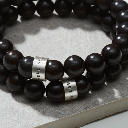 Personalised Mens Ebony & Silver Bracelet Soremi Jewellery