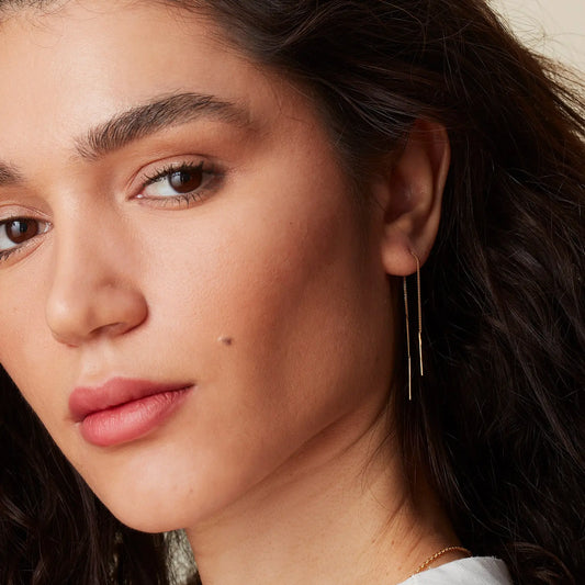 Contemporary Gold Vermeil/Silver Thread Earrings Soremi Jewellery