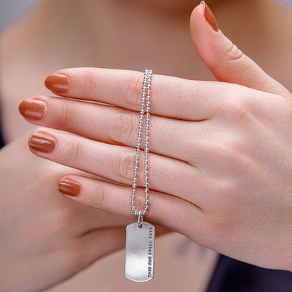 Large Dog Tag Necklace Silver