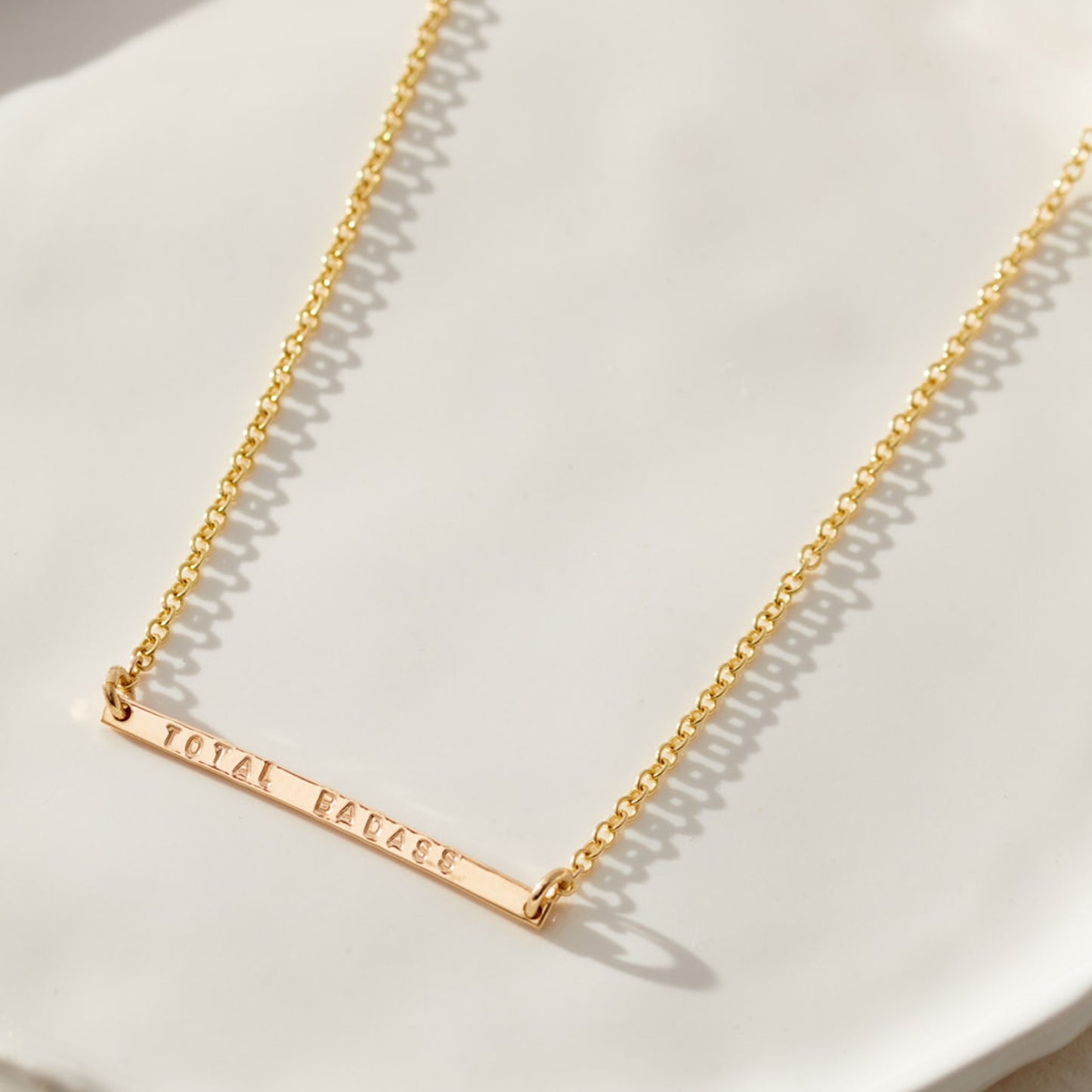 Personalised Horizontal Bar Necklace Solid 9ct Gold