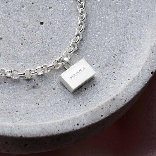 Personalised Sterling Silver Brick Bracelet | Custom Silver Name Bracelet Soremi Jewellery