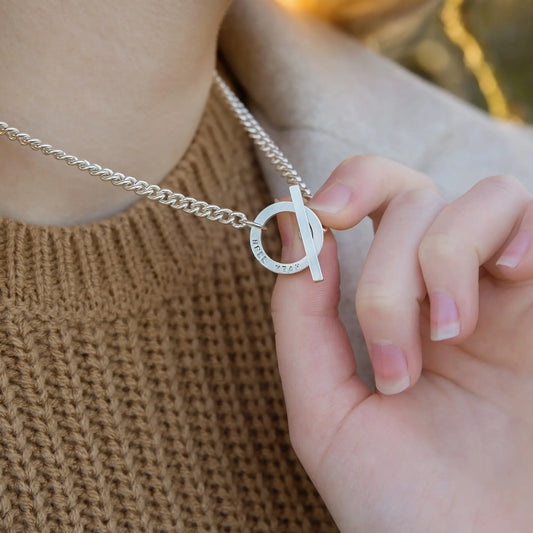 Personalised Toggle Necklace Sterling Silver Soremi Jewellery