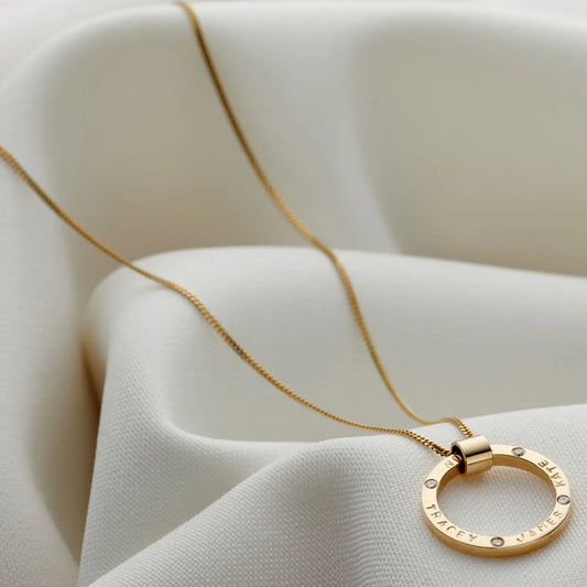 Personalised 9ct Yellow Gold & Diamond Circle Necklace Soremi Jewellery