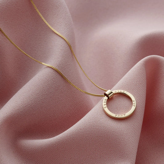 Personalised 9ct Yellow Gold Circle Necklace Soremi Jewellery