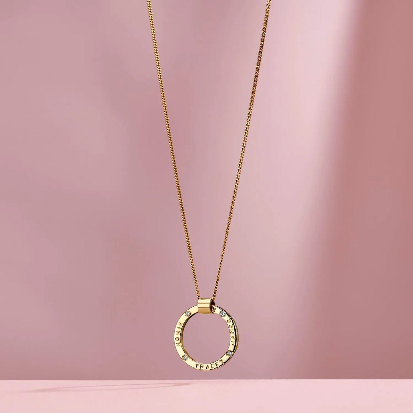 Personalised 9ct Yellow Gold & Diamond Circle Necklace Soremi Jewellery