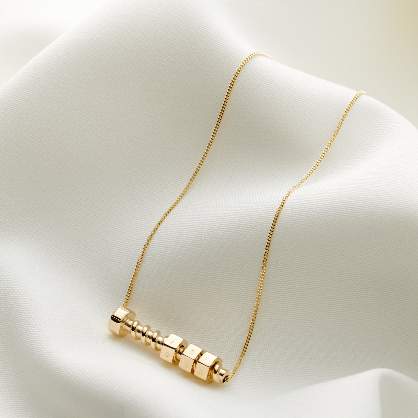Solid 9ct Yellow Gold Nut & Bolt Family Necklace