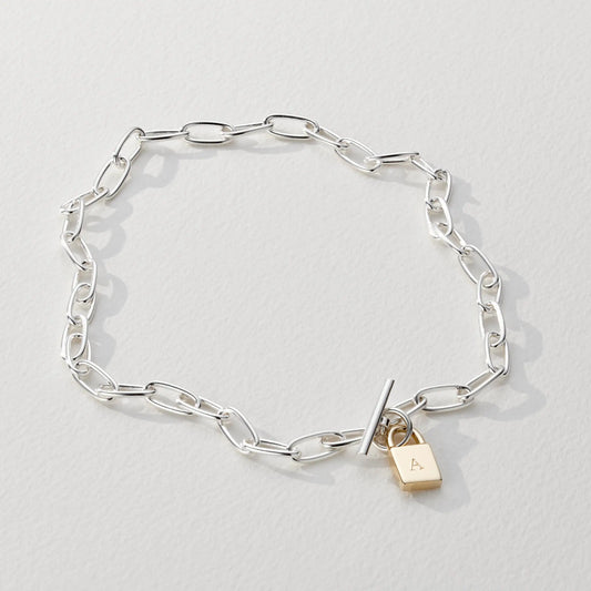Personalised Initial Padlock Chunky Chain Necklace Soremi Jewellery