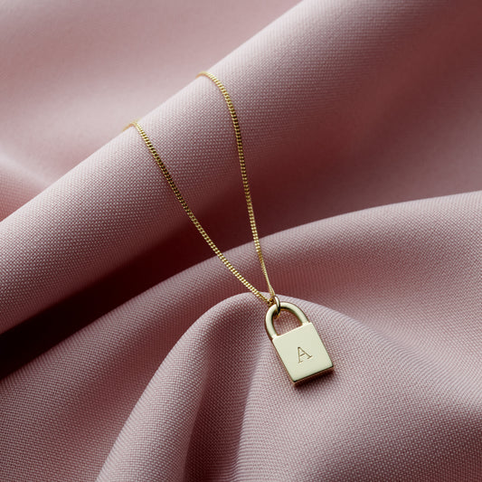 Solid 9ct Personalised Initial Padlock Necklace