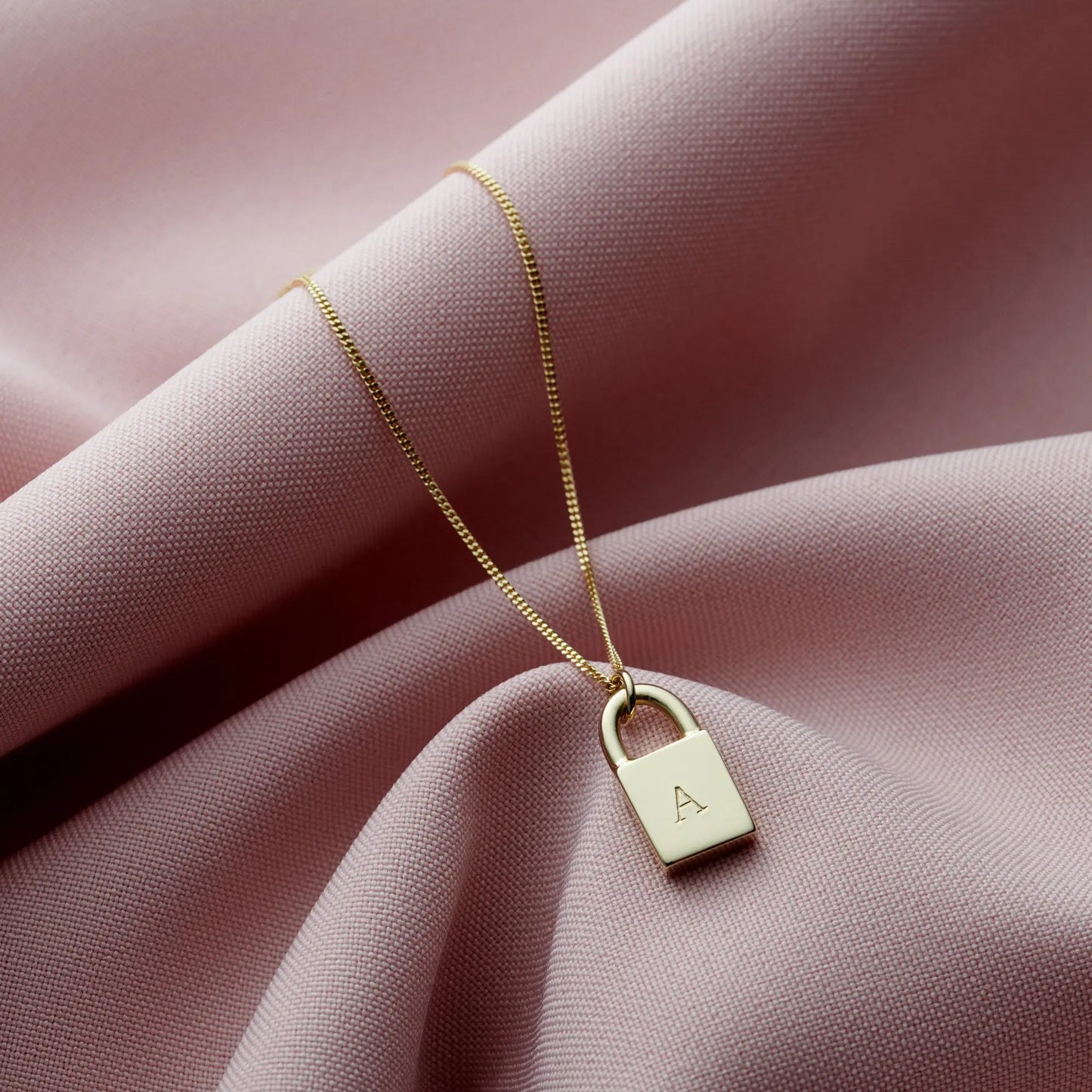 Solid 9ct Personalised Initial Padlock Necklace Soremi Jewellery