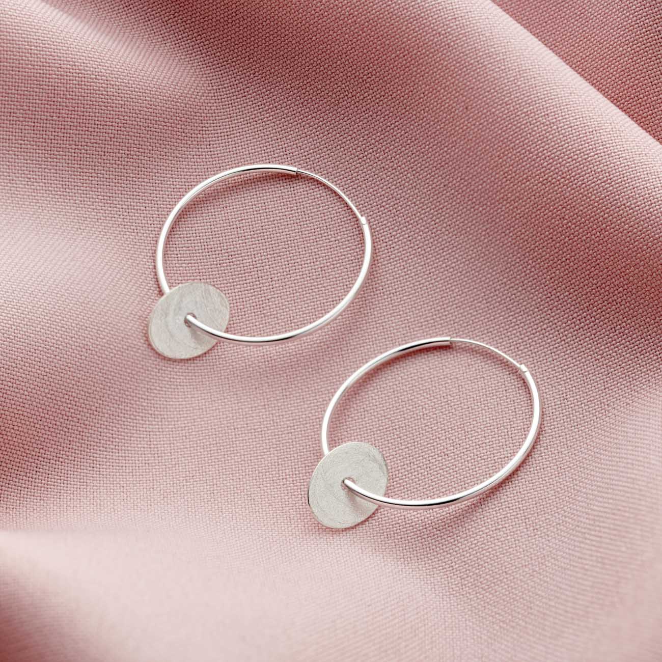 Large Sterling Silver Hoop Nugget Earrings