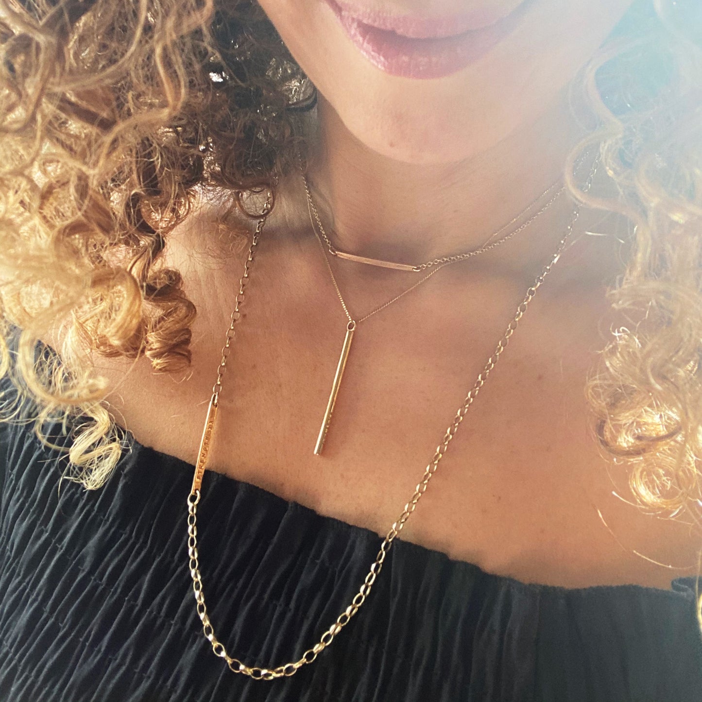 Personalised Solid Gold Bar Pendant Necklace