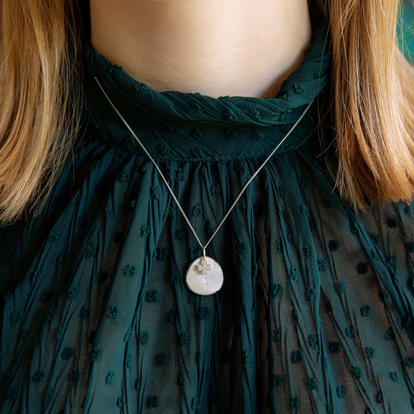 Personalised Four Leaf Clover Nugget Necklace