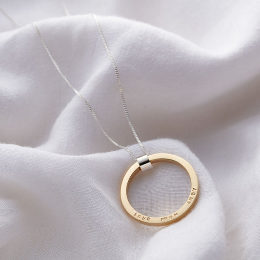 Personalised 9ct Gold Large Circle Necklace