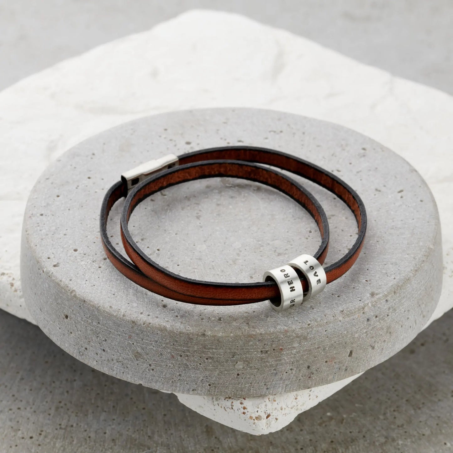 Personalised Italian Leather Hoop Bracelet Soremi Jewellery