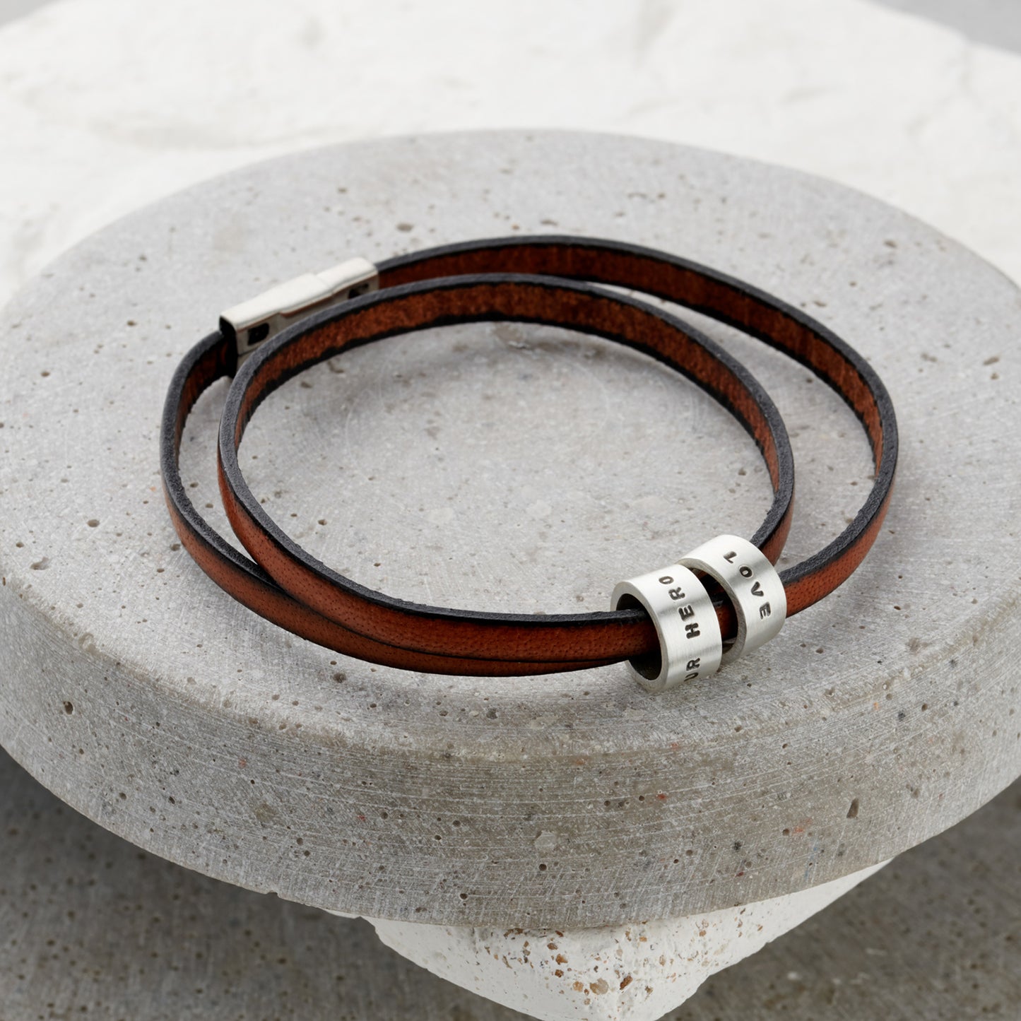 Personalised Italian Leather Hoop Bracelet