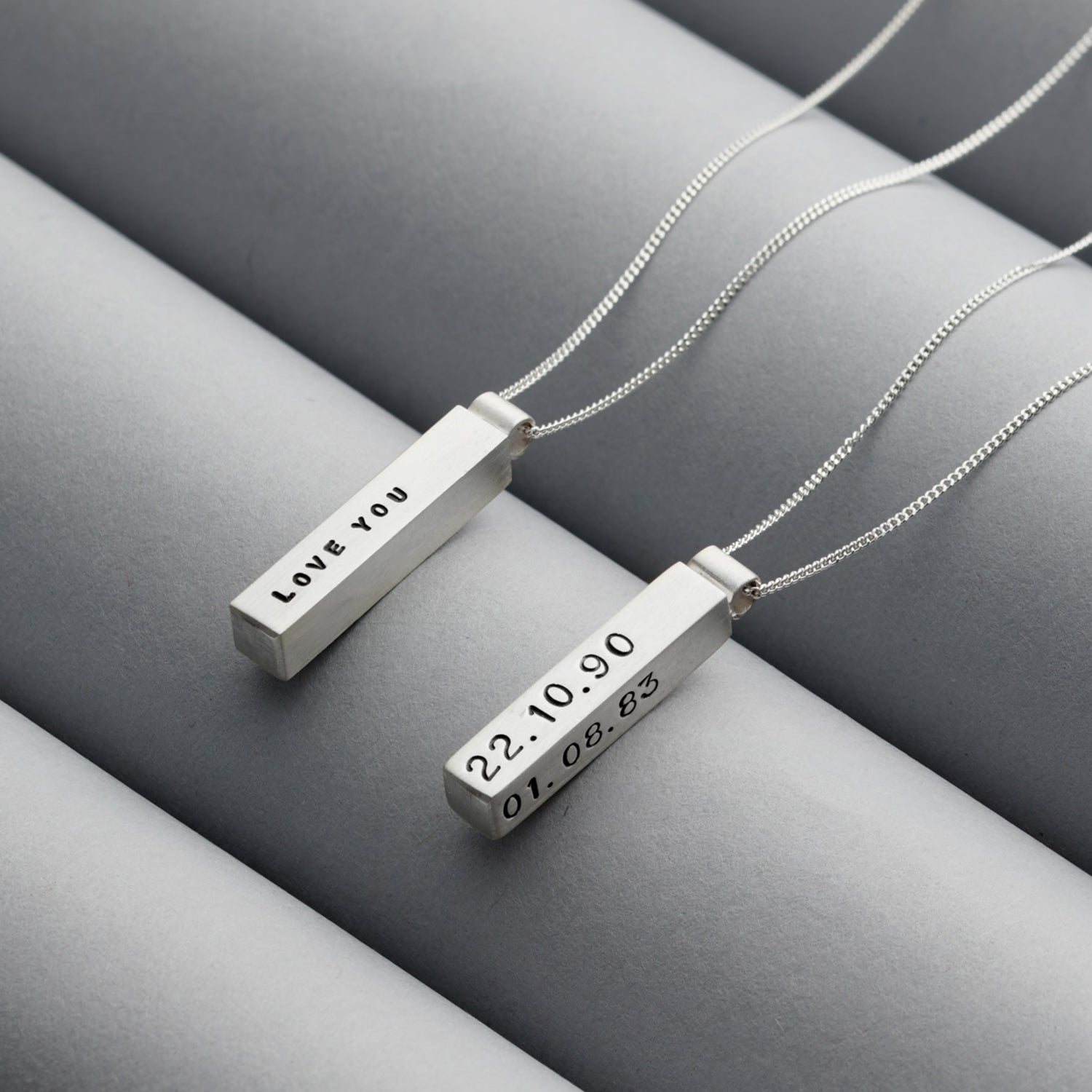 Men's Personalised Bar Necklace Sterling Silver