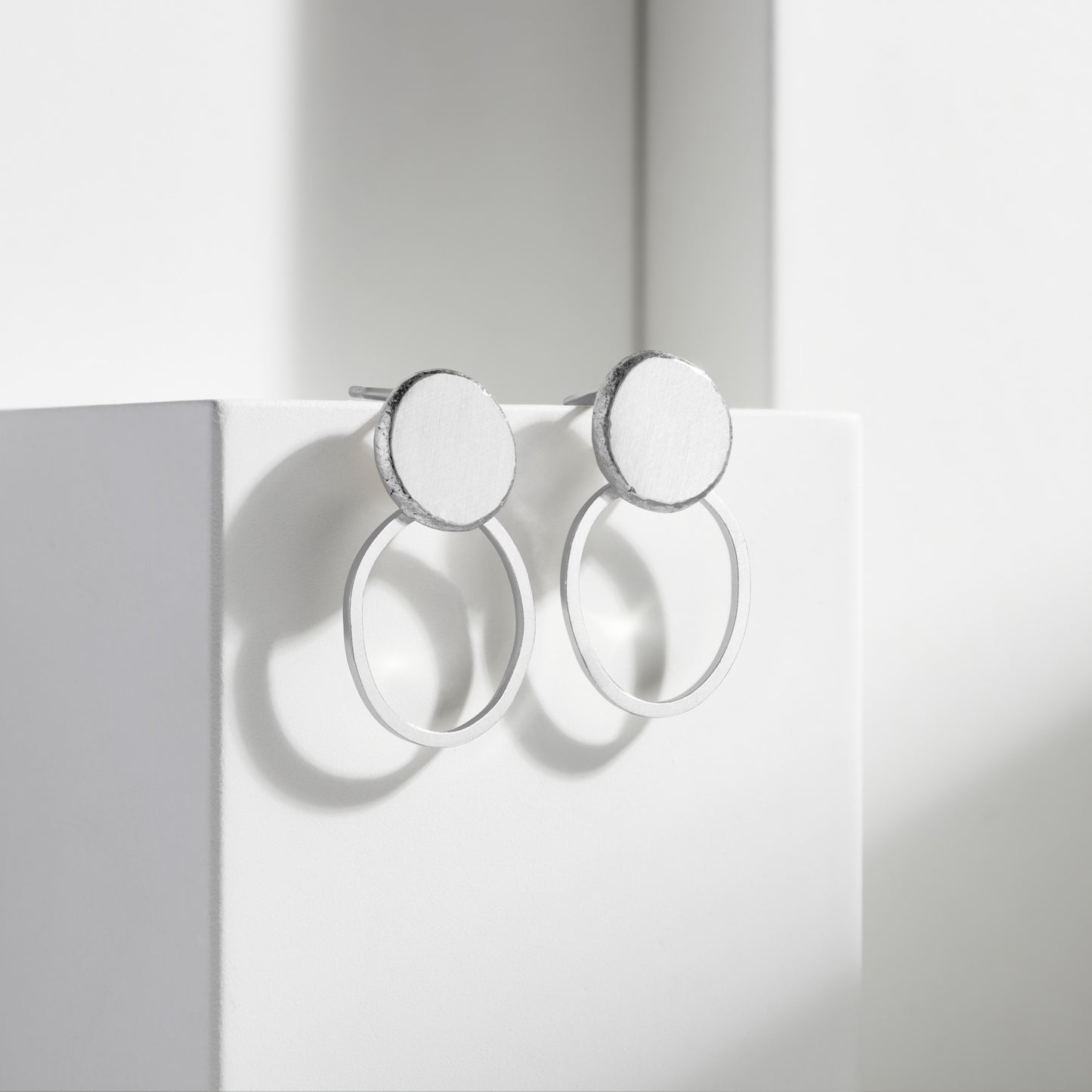 Nugget Hoop Drop Earrings Sterling Silver