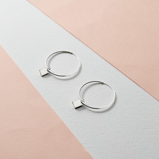 Silver Padlock Hoop Earrings