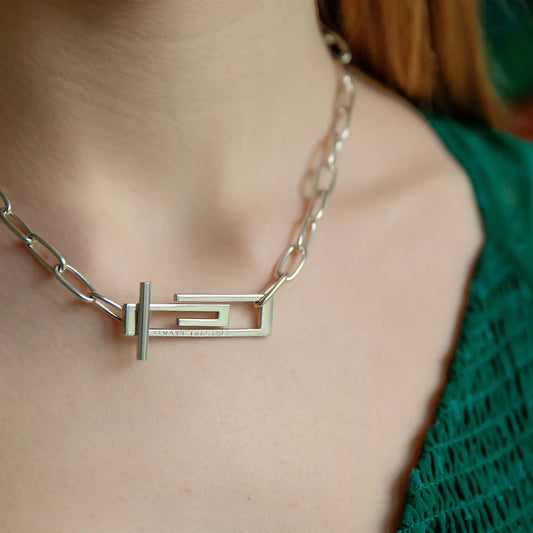 Personalised Silver Paperclip on Chunky Chain Soremi Jewellery